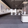 Cultural Center Interior Exhibition Hall Featuring Porcelain Vases Display Cases And Exhibition Stands