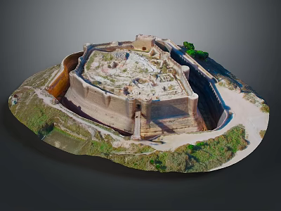 Ancient Fortress Ruins With Stone Walls And Surrounding Greenery Structure 3d model