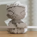 Decorative Figurine Set Featuring Block Panda With Yellow Crown Red Eye Makeup And Green Stick