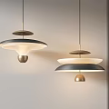 Modern Two Tiered Pendant Lights with Black White Shades and Brass Bases