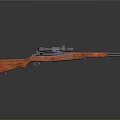 Vintage Bolt Action Rifle With Wooden Stock And Scope Detailed Design