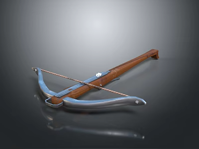 Traditional Crossbow Design With Wooden Stock And Metal Bow Components 3d model