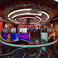 Chinese Style Internet Café With Peking Opera Elements And Lighting 3d model