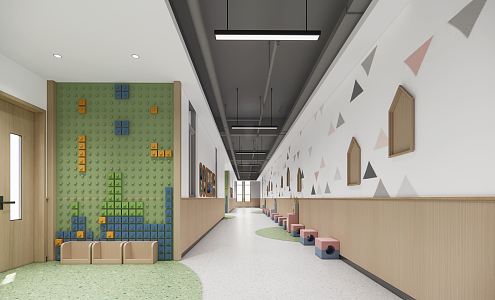 Modern aisle kindergarten aisle 3d model