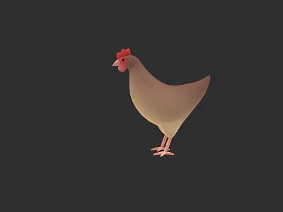 3D Rendered Chicken Model with Light Brown Feathers and Red Comb on Dark Background 3d model