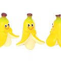 Three Cute Yellow Banana Toys With Smiling Faces And Cartoon Design