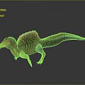 Colorful Spinosaurus 3D Model With Green Yellow Stripes And Vibrant Sail