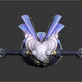 Child 3D Character With Purple Hair And Elegant Blue Gold Outfit Design
