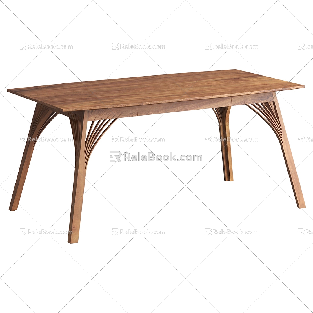 Solid Wood Desk 3d model