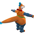 Game Movie Character With Blue Head Red Scarf Green Apron And White Belly