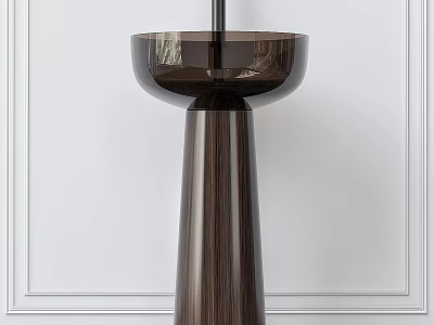 Modern Wooden Chandelier Design With Sleek Tall Base And White Wall Background 3d model