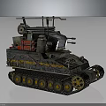 Armored Military Weapon Tank Featuring Tracks Cannons Antennas And Fuel Tanks