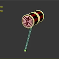 Toy Hammer With Red Black Stripes Bullseye Pattern And Gold Striped Handle