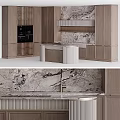 Elegant Modern Kitchen Interior Design With Marble Island Countertop And Wooden Cabinets