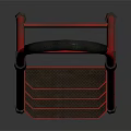Sturdy Red Metal Ladder With Black Handle And Non Slip Steps For Home Use