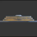 Layered Octagonal Scene Component With Yellow Gray Grid Texture And Central Circular Hole