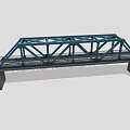 Blue Steel Railway Bridge Structure With Metal Framework And Tracks