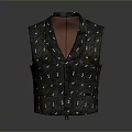 Elegant Dark Colored Vest With Light Patterned Design And Front Pocket Details 3d model