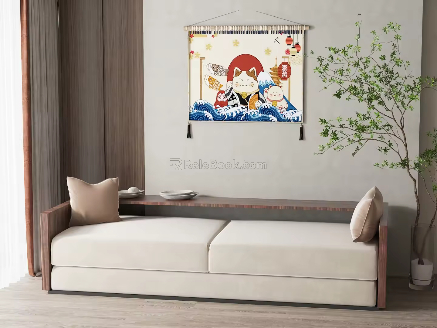 New Chinese-style double sofa 3d model