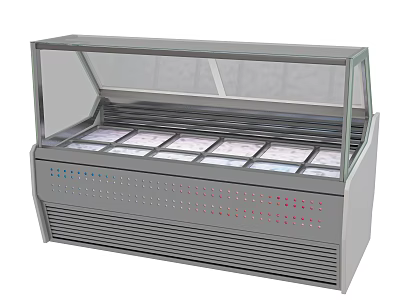Commercial Freezer Display Case With Transparent Glass Cover And Multiple Compartments 3d model