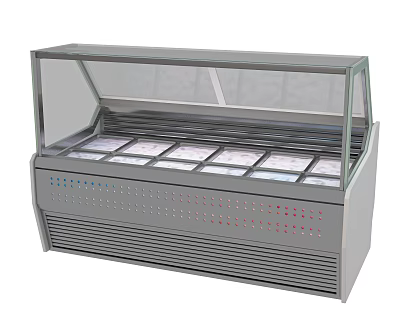 Commercial Freezer Display Case With Transparent Glass Cover And Multiple Compartments 3d model
