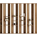 Wooden Shelf Unit with Vertical Slats and Multiple Storage Shelves for Decorative Items