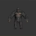 Giant Gorilla With Shaggy Rough Fur Large Muscular Body And Chest Tribal Patterns 3D Rendering