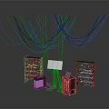 Modern Computer Server Rack Setup With Network Cables And Equipment 3d model