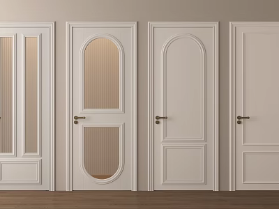 French swing single door 3d model French swing single door 3d model