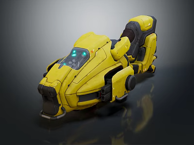 Yellow Futuristic Motorcycle With Sleek Design Black Seat And Transparent Windshield 3d model