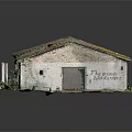Cartoon Scene Featuring Old Barn Model With Mossy Roof Wooden Door Windows And Grass