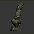 Detailed Ancient Terracotta Warrior Sculpture in Kneeling Armored Posture with Historical Artistry