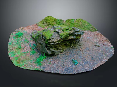 Natural Stone Rock Formation With Moss Covered Surface And Soil Ground Texture Landscape 3d model