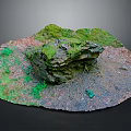 Natural Stone Rock Formation With Moss Covered Surface And Soil Ground Texture Landscape