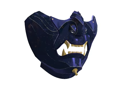 Dark Blue Decorative Mask With Intricate Design And Golden Teeth 3d model