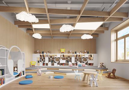 Modern Reading Room Kindergarten Reading Room 3d model