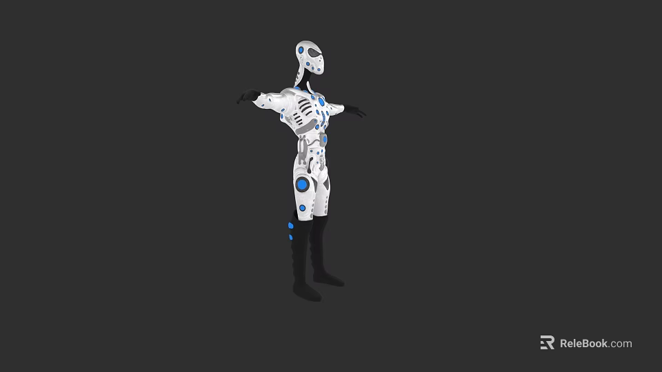 Game And Movie Character White Robot With Blue Details Futuristic 3d model 