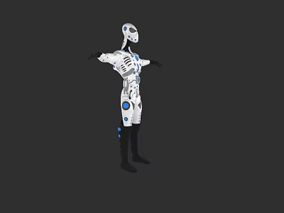 Game And Movie Character White Robot With Blue Details Futuristic 3d model