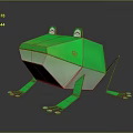 Green Frog Building Block With Polygonal Design Eyes Legs And Reflective Surface