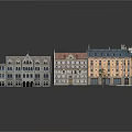 European Style Multi Story Row Buildings With Colored Facades Red Roofs And Balconies