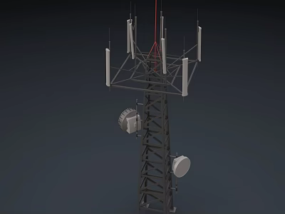Industrial Equipment For Communication Tower With Antennas Satellite Dish And Support Structure 3d model