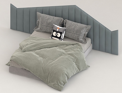 King Bed Solid Wood Bed Leather Bed 3d model