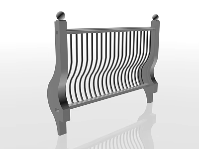 Modern Metal Fence With Vertical Bars Spherical Finials And Sleek Design 3d model