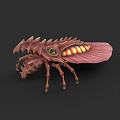 Pink Spiked Back Game Movie Character With Glowing Yellow Eyes And Pink Wings