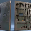 Vintage Storage Cabinets With Worn Design In Various Colors Arranged For