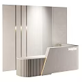 Modern Reception Desk With Vertical Stripes And Elegant Lighting Fixtures 3d model