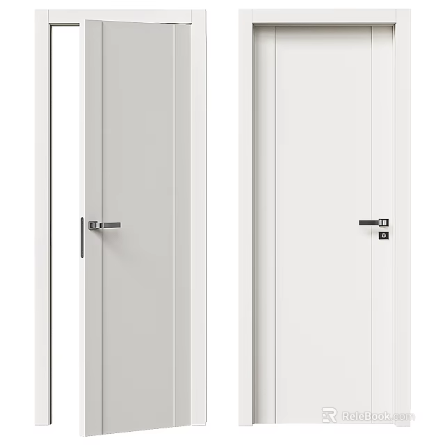 White Hinged Doors With Modern Simple Design And Smooth Surface For Home Interior 3d model 