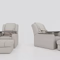 Modern Light Gray Fabric Single Sofa With Side Table And Ottoman 3d model