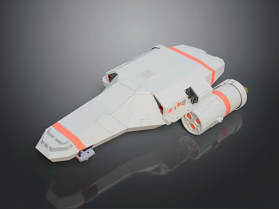 Futuristic White Spacecraft With Orange Stripes And Thruster Module For Exploration 3d model