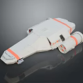 Futuristic White Spacecraft With Orange Stripes And Thruster Module For Exploration